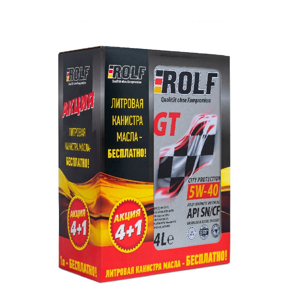 Моторное масло ROLF GT API SN/CF 5W40 синтетическое 4+1л