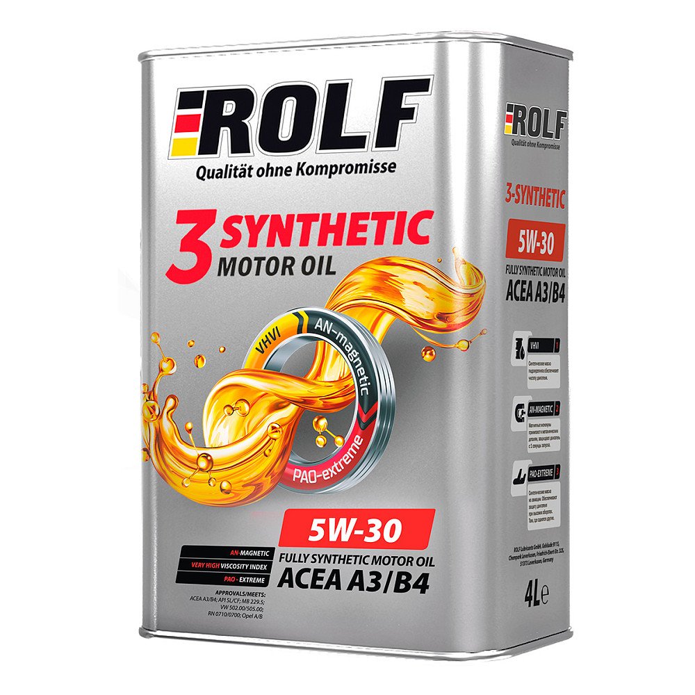Моторное масло ROLF 3-Synthetic ACEA A3/B4 5W30 синтетическое 4л
