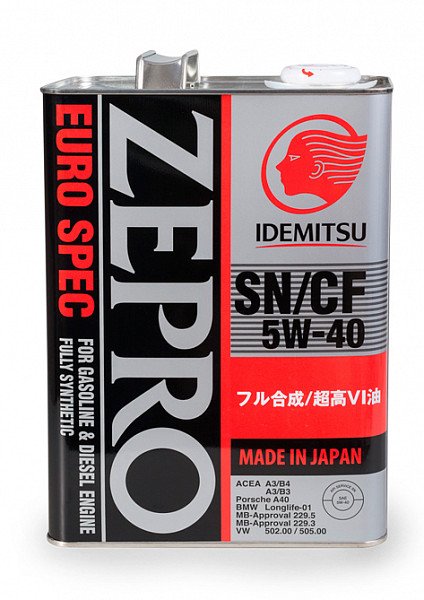 Моторное масло Idemitsu Zepro Euro Spec SN/CF 5W40 синтетическое 4л