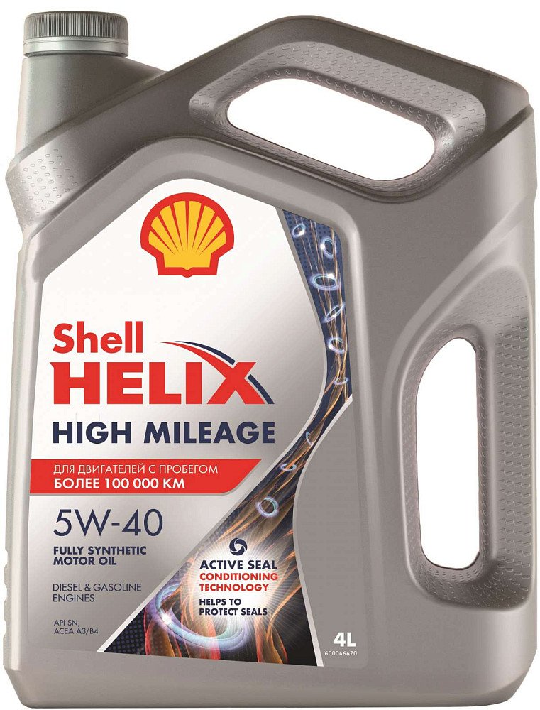 Моторное масло Shell Helix High Mileage 5W40 синтетическое 4л