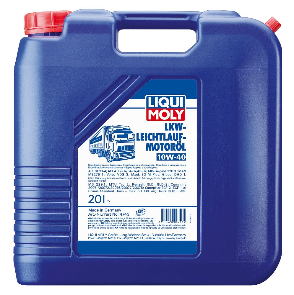 Моторное масло Liqui Moly LKW-Leichtlauf-Motoroil 10W40 полусинтетическое 20л