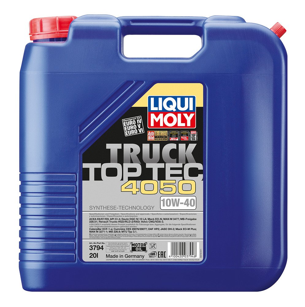 Моторное масло Liqui Moly Top Tec Truck 4050 10W40 синтетическое 20л